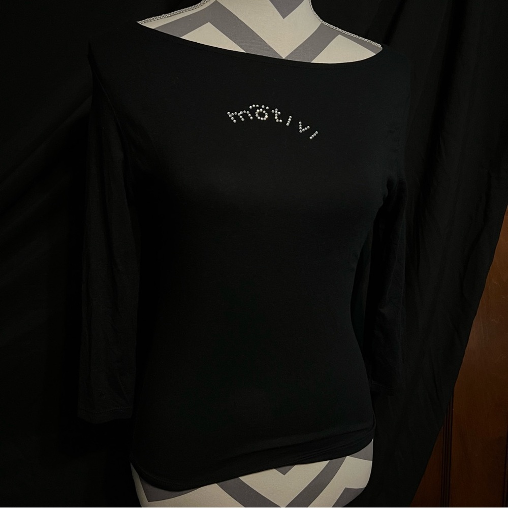 Motivi Designer Gemstone Black Long Sleeve Shirt NWT